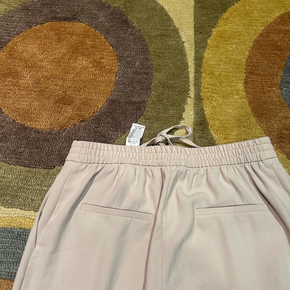 NWOT Zara Beige Lightweight Thin Drawstring Pants High Rise Ankle Women’s Small - Picture 6 of 6